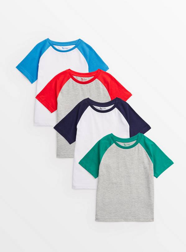 Raglan Short Sleeve T-Shirts 4 Pack 2-3 years